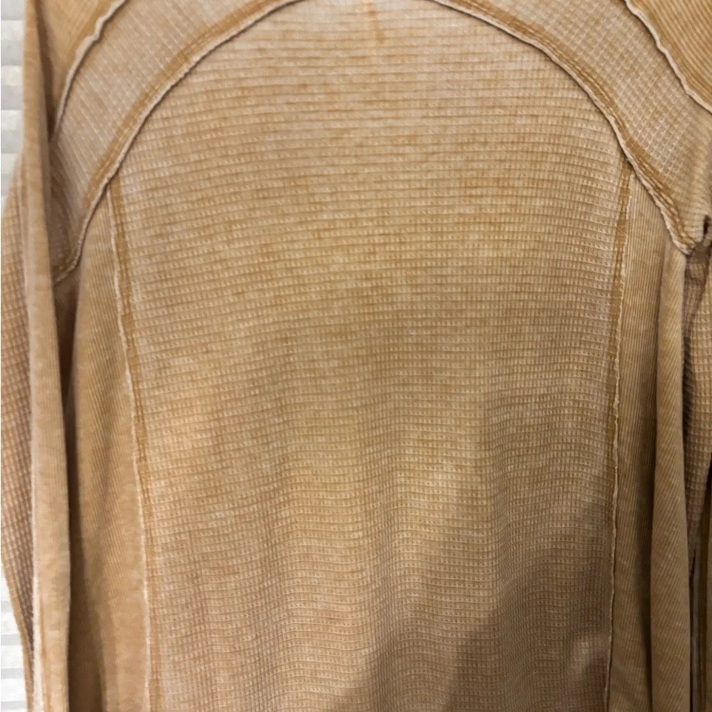 Free People Brown Long Sleeve V-Neck Top size small